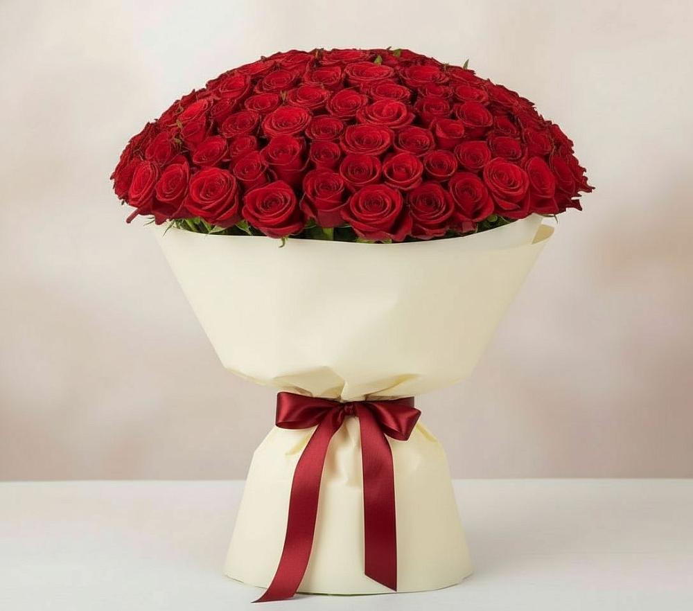 Букет 101 Красная роза Милано в Хотьково