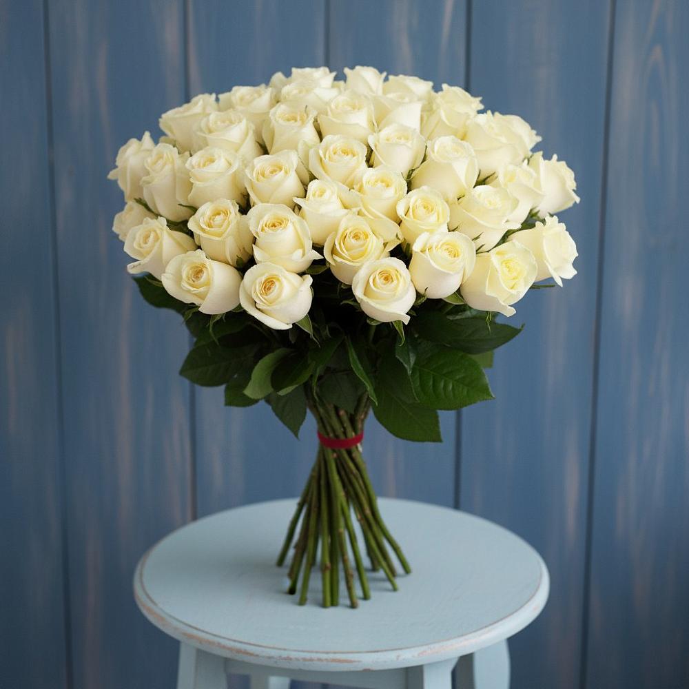 Букет 51 Белая роза Эдлесс Лав в Хотьково