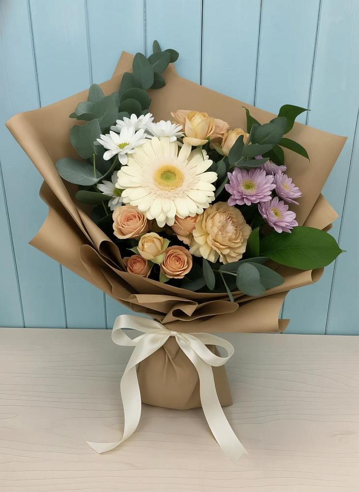 Букет цветов из: Герберы и Хризантемы в Хотьково