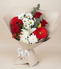 Букет цветов из:  Розы, Хризантемы, Герберы и Лилии #REPLACE_PRED# Хотьково