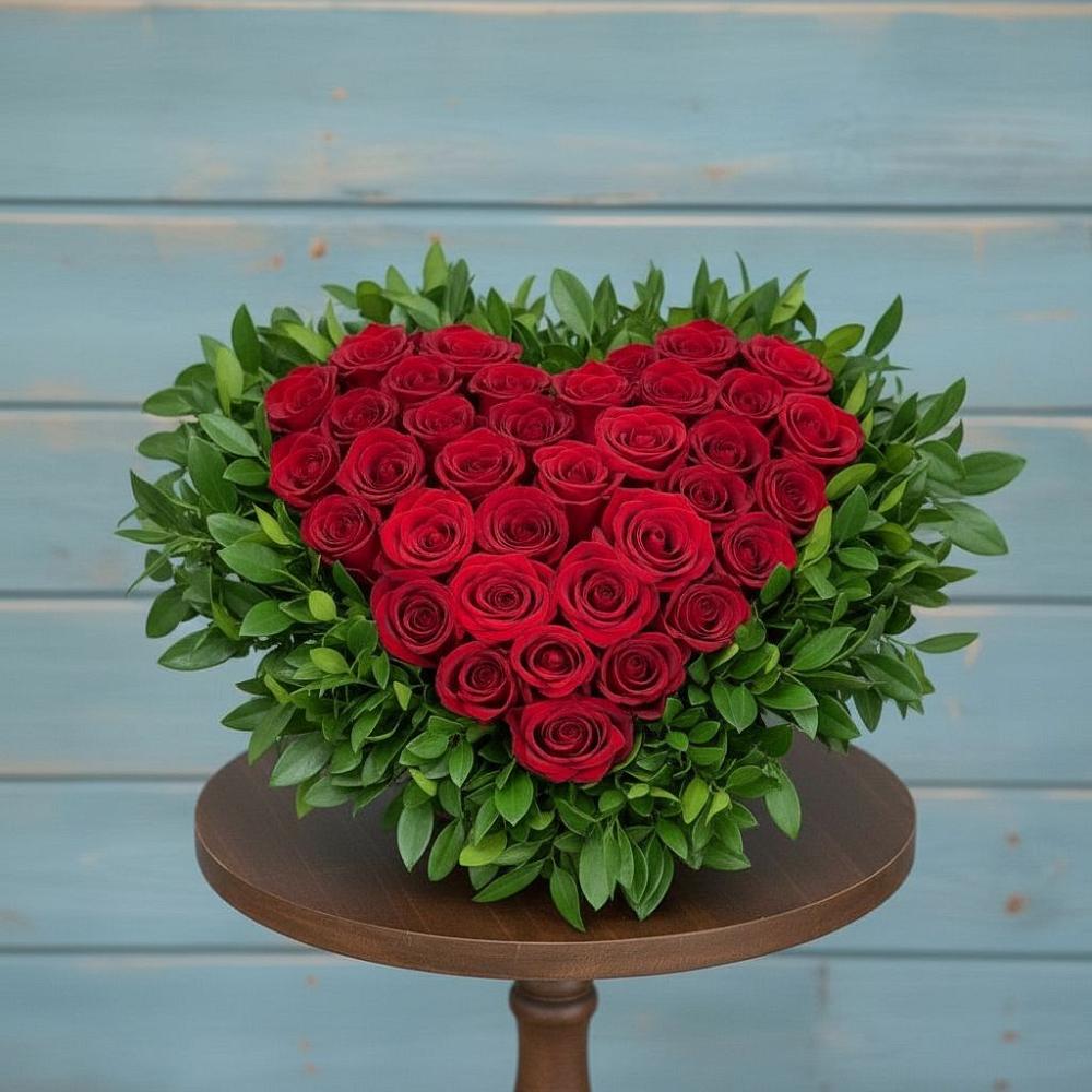 Цветочная композиция из Розы в виде сердца в Хотьково