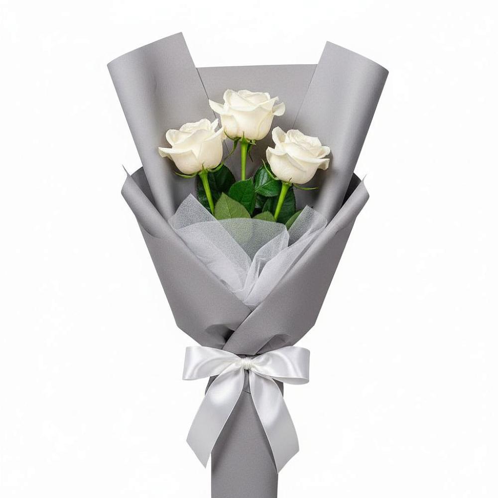 Букет 3 белые розы в Хотьково