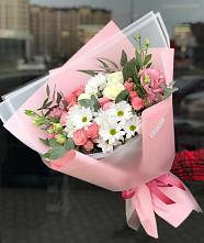 Букет цветов из:  Розы, Лизиантусы и Хризантемы в Хотьково