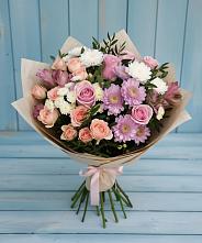 Букет цветов из:  Хризантемы, Розы и Альстромерии #REPLACE_PRED# Хотьково