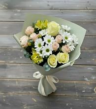 Букет цветов из:  Альстромерии, Розы и Хризантемы в Хотьково