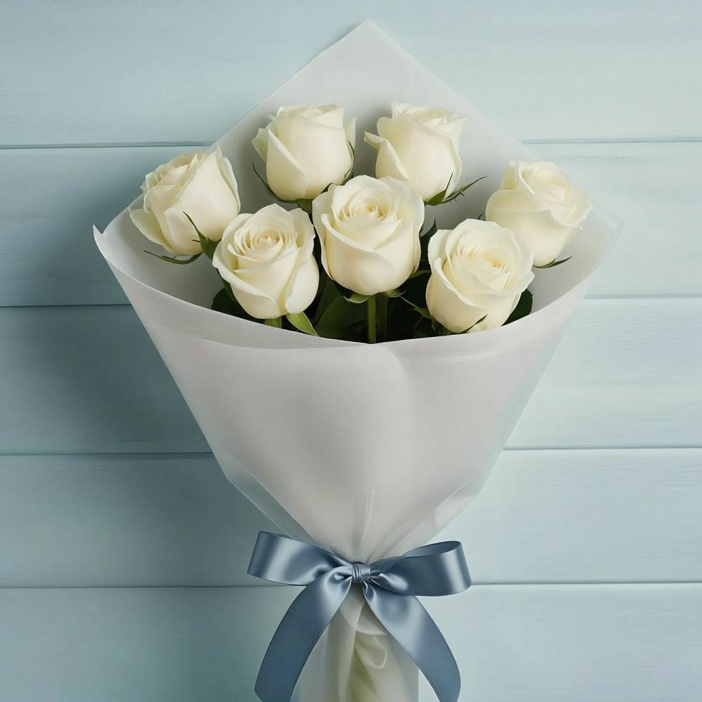 Букет 7 Белых роз Эдлесс Лав в Хотьково